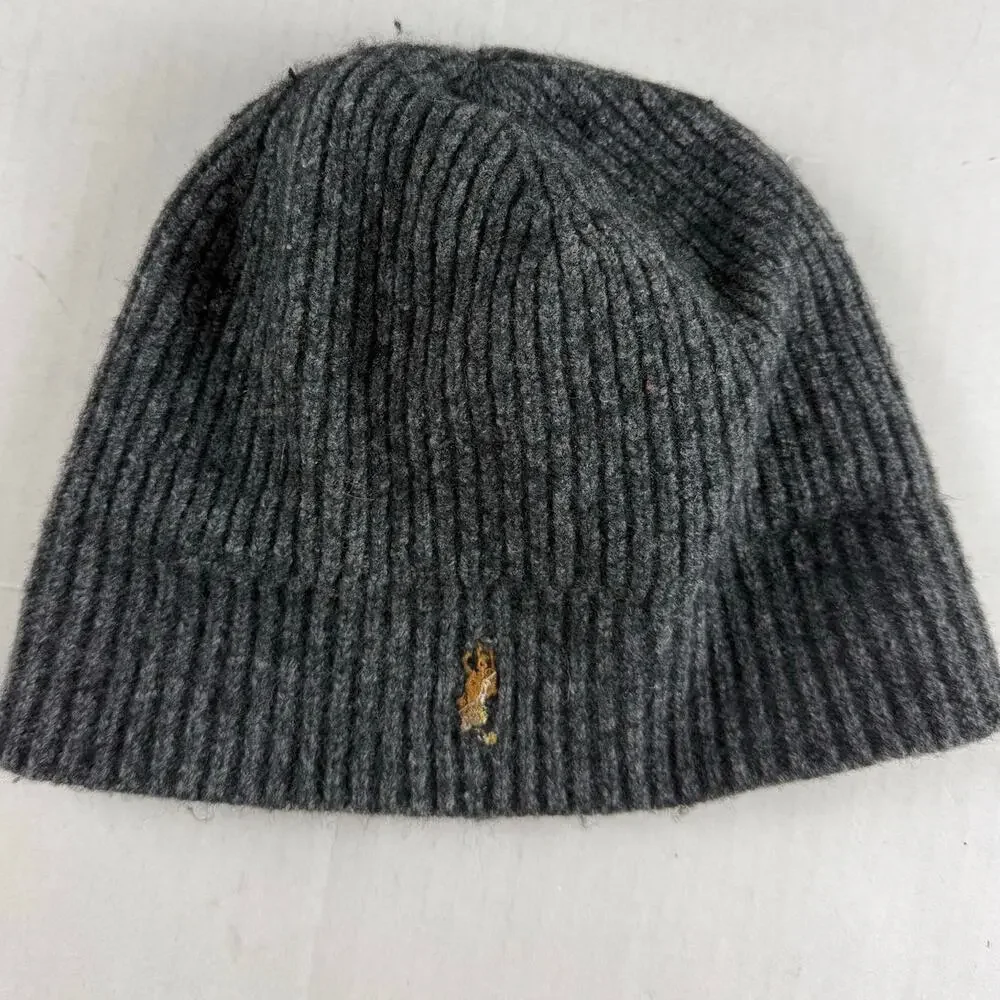 Polo Ralph Lauren Boys' Knit Beanie Hat - Gray Embroidered Pony